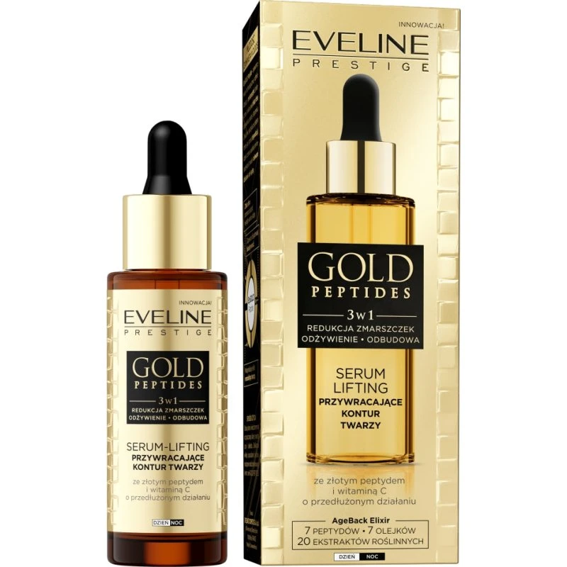 Eveline Gold Peptides 3w1 Serum Lifting przywracające kontur twarzy 30ml