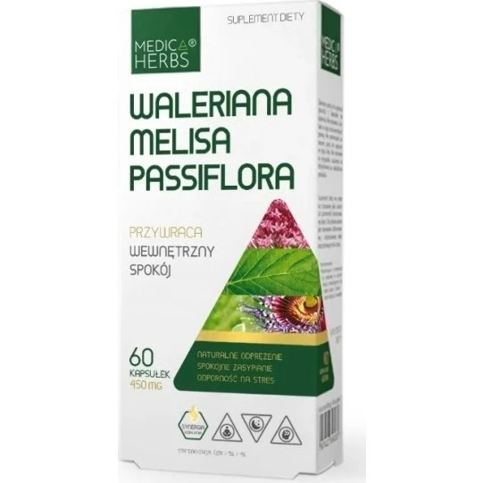 Medica Herbs Waleriana Melisa Passiflora 60 kapsułek