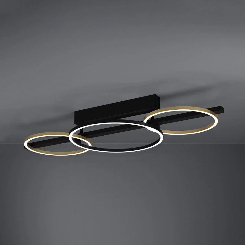 Lampa sufitowa LED Lanacera Stars of Light, czarno-złota, 96 cm