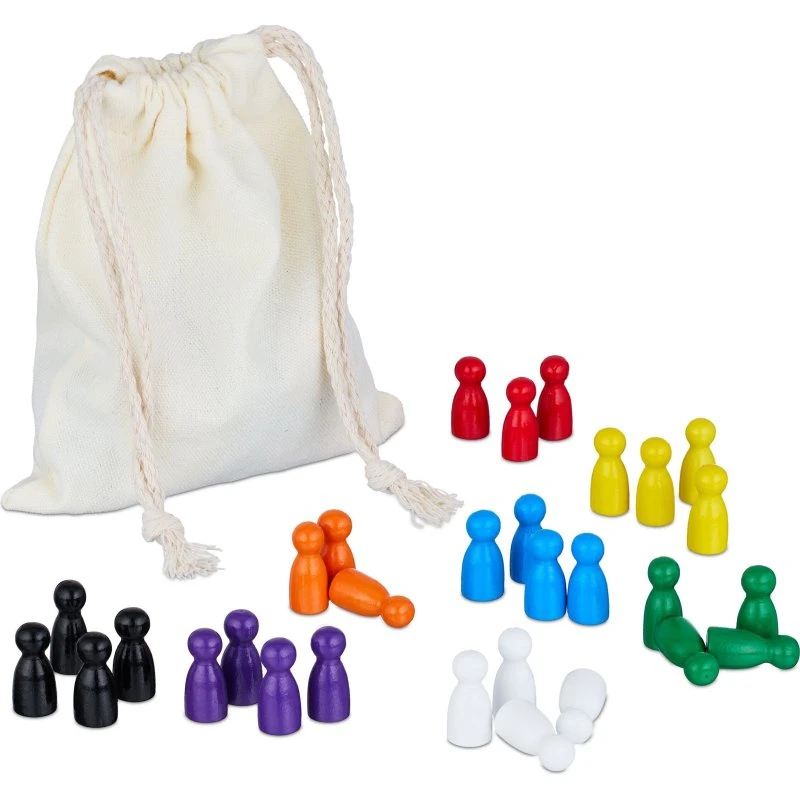 HalmaTe Zestaw 160 Drewnianych Pionków w 8 Kolorach