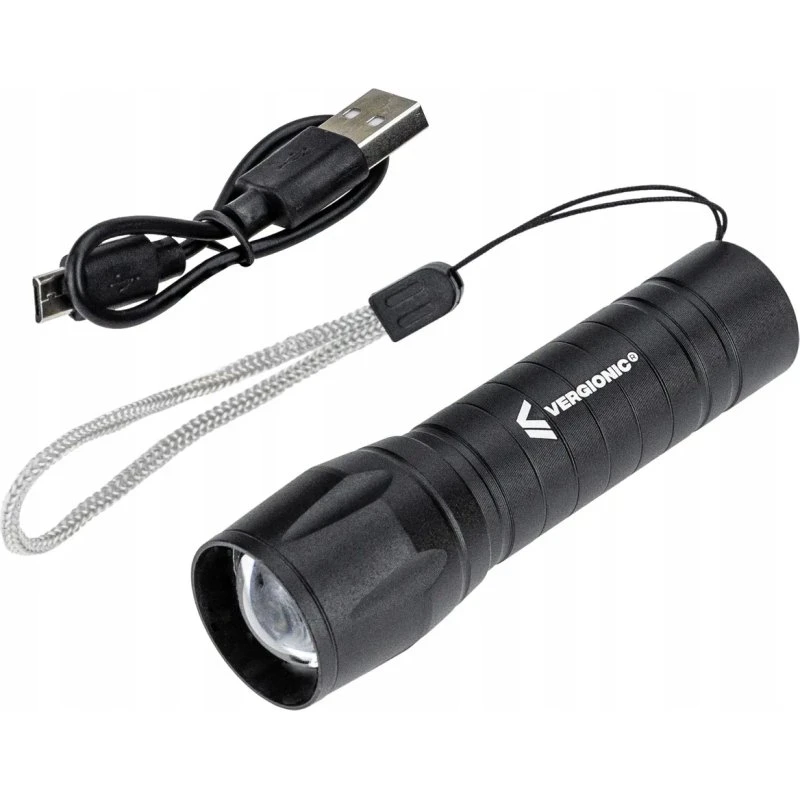 Vergionic Latarka Taktyczna LED Zoom COB Akumulatorowa USB