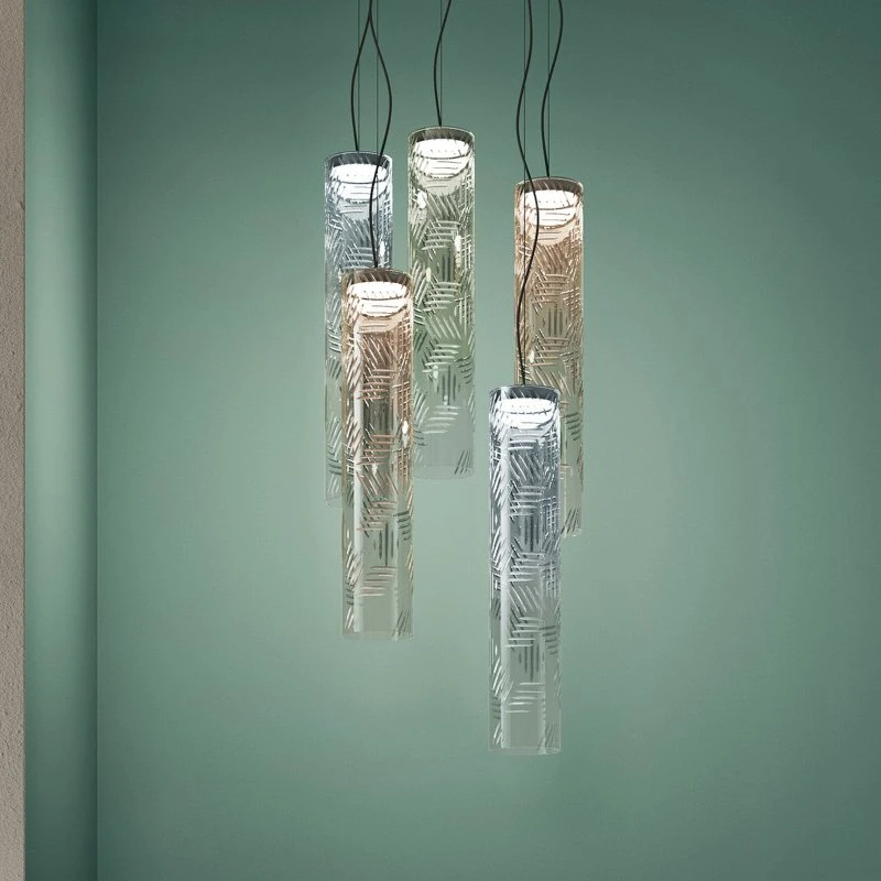 kdln Lampa wisząca LED Jer 1, dymno-niebieska, Ø 10 cm, szkło