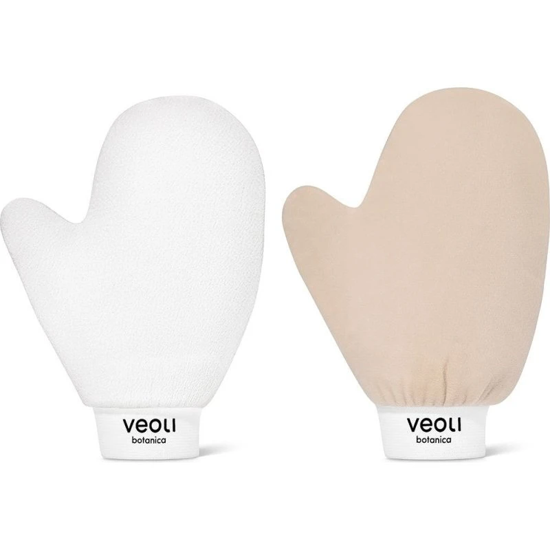 Veoli Botanica Zestaw rękawic do peelingu i aplikacji samoopalacza
