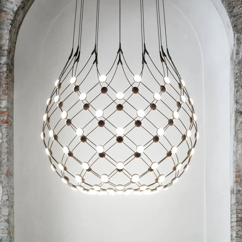 Luceplan Mesh Wireless Żyrandol LED Bluetooth, Ø 100 cm, 1 m