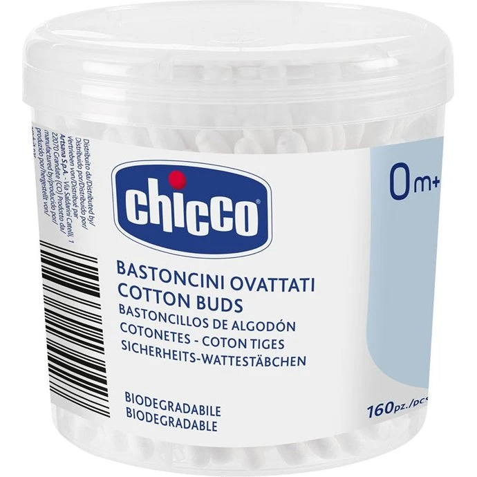 Chicco Patyczki do uszu 0m+ 160 szt.