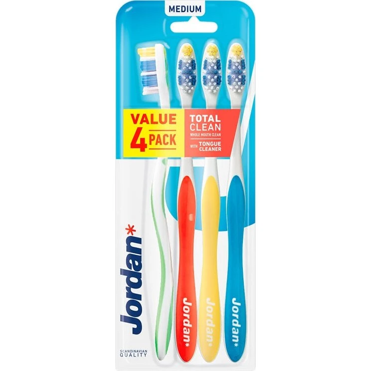 Jordan Total Clean szczoteczka do zębów Średnia, 4 sztuki
