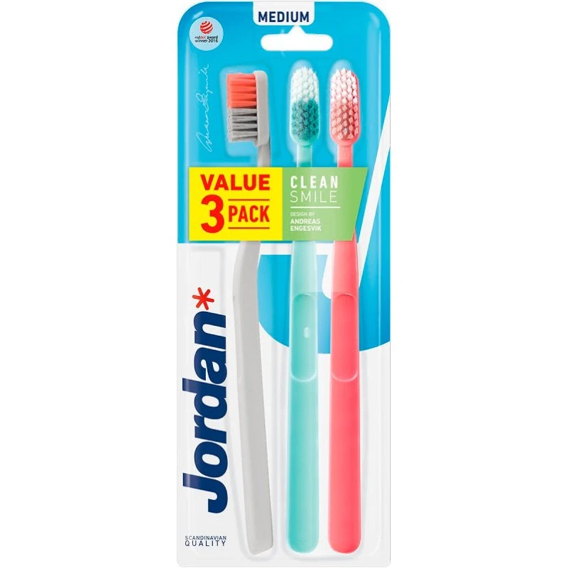 Jordan Clean Smile szczoteczka do zębów Średnia 3 sztuki