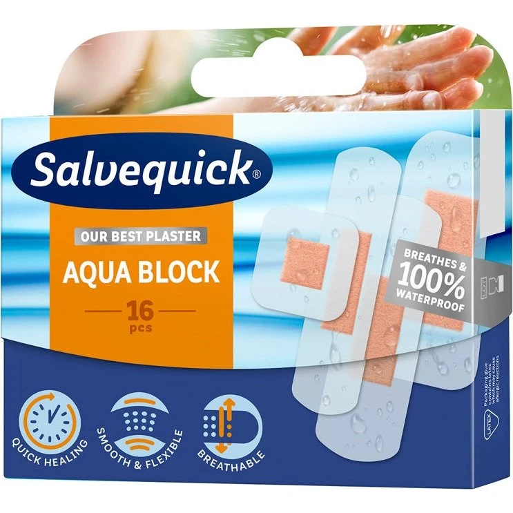 Salvequick Aqua Block wodoodporne plastry opatrunkowe 16 szt.