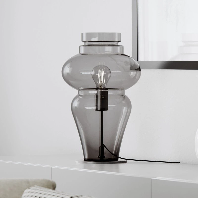 By Rydéns Lampa stołowa Dolores Grey – szkło, dymny szary, 40 cm