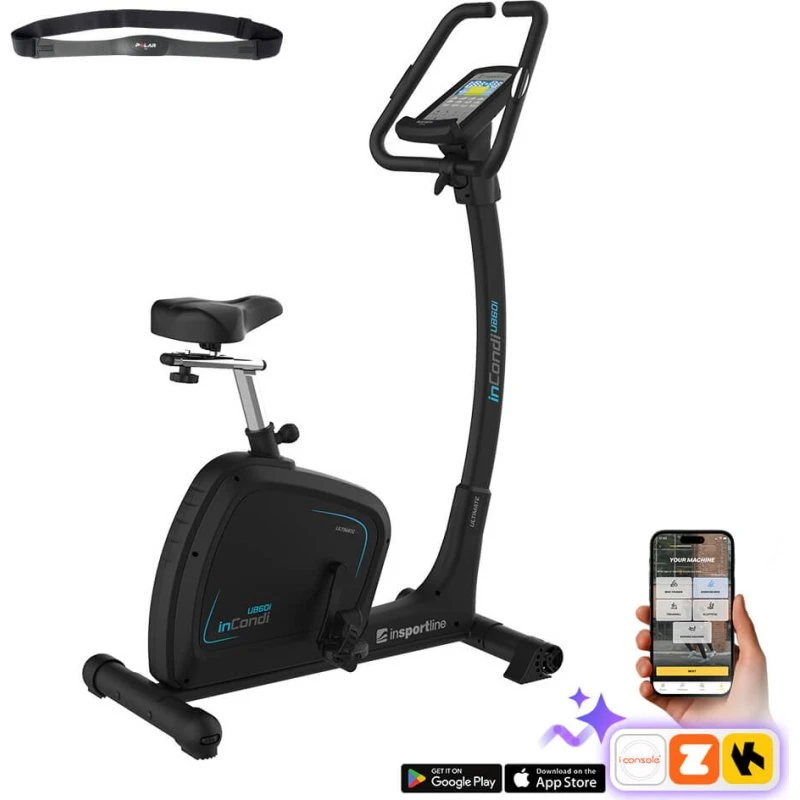 inSPORTline inCondi UB60i Rower treningowy pionowy czarny + pas piersiowy
