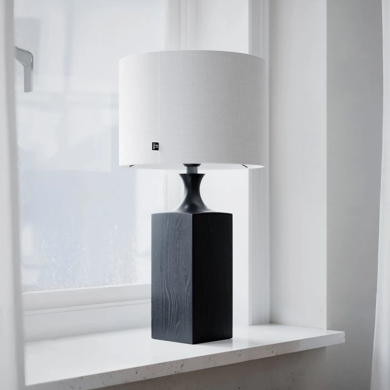 By Rydéns Lampa stołowa Woody, 56 cm, drewno i len, czarno-biała