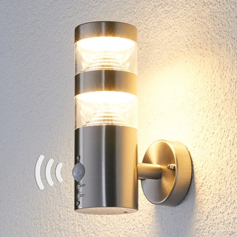 Lindby Lanea Steel – Nowoczesna Lampa Ścienna Z Czujnikiem Ruchu