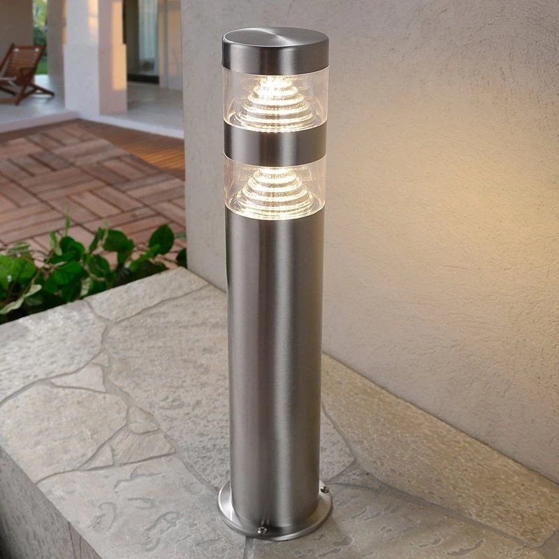 Lindby Lampa cokołowa LED Lanea 40 cm, stal nierdzewna, szara