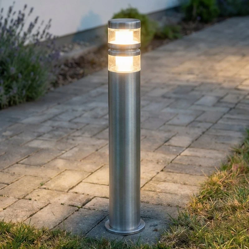 Lindby Słupek oświetleniowy LED Lanea, 60 cm, stal nierdzewna, szary