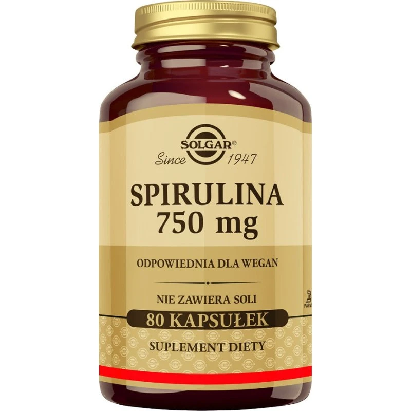 Solgar Spirulina 750 mg, 80 kapsułek