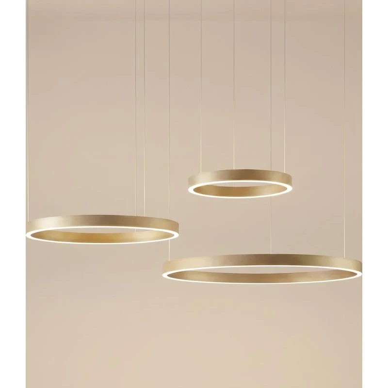 Żyrandol LED Quitani Aureon, złoty, Ø 80 cm, ściemniany, CCT