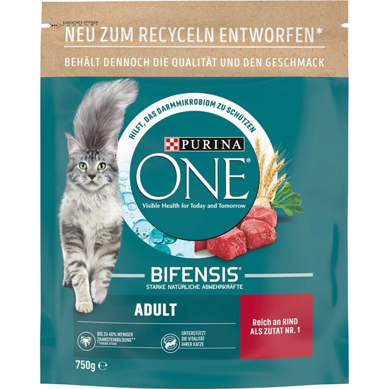 Purina ONE Adult Wołowina ze zbożem pełnoziarnistym, 2 x 750 g