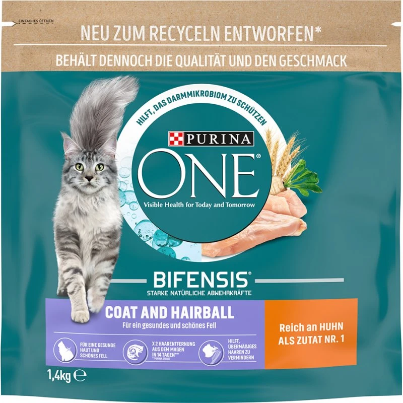 Purina ONE Coat & Hairball - sucha karma dla kotów, 1,4 kg