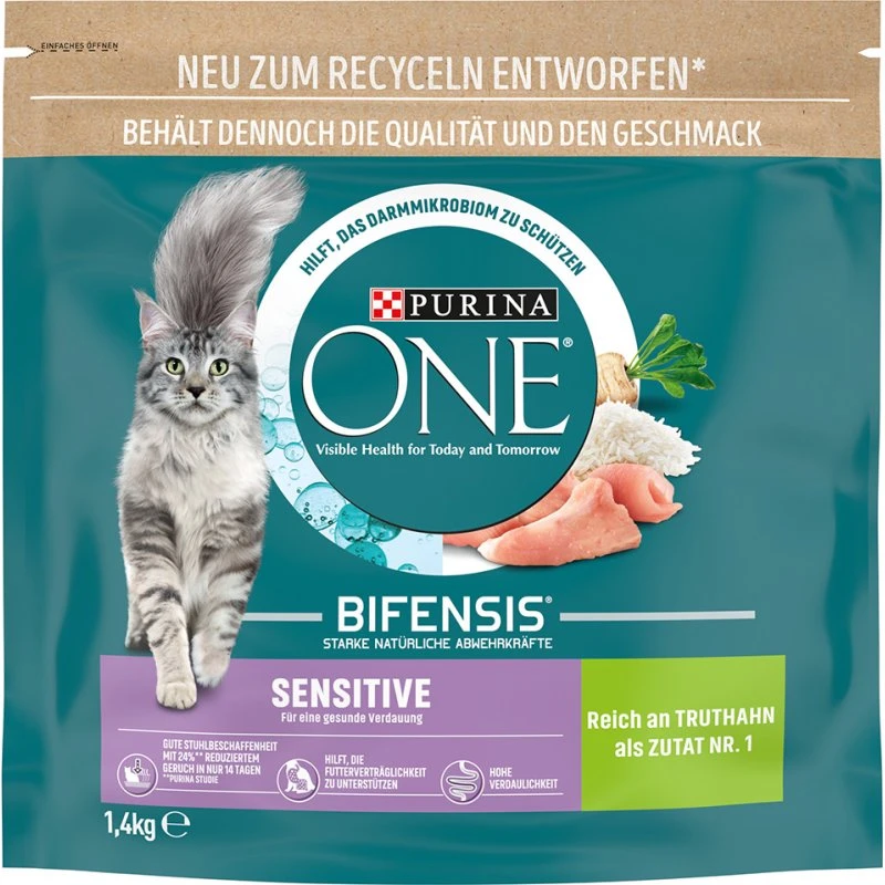Purina ONE Sensitive z indykiem i ryżem, 1,4 kg