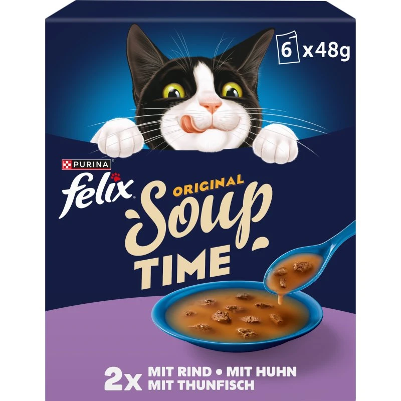 Felix Soup Time Original - Zupa dla kotów, Mix smaków, 18 x 48 g