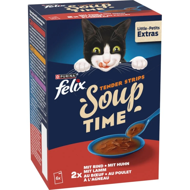 Felix Soup Time Delikatne Paseczki Wołowina, Kurczak, Jagnięcina 6x48g