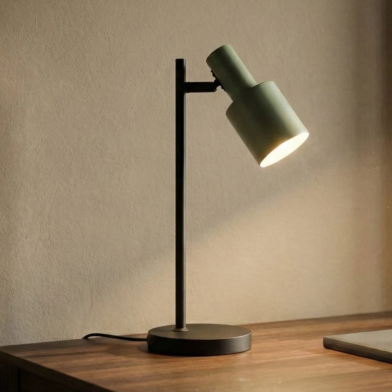 Lampa stołowa Lindby Ovelia Green/Black, metalowa, E27