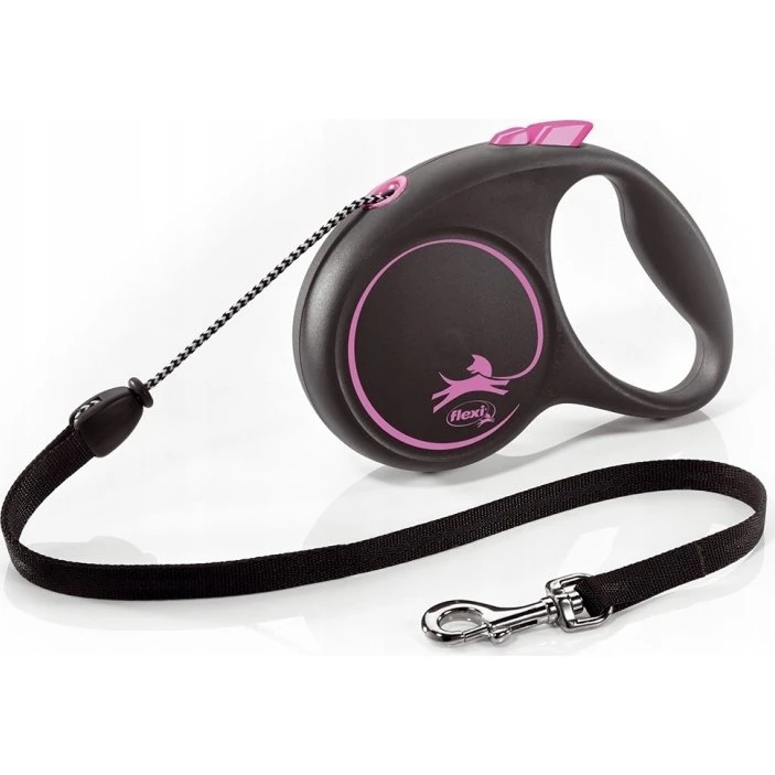 Flexi Black Design Smycz automatyczna S, 5 m, Różowa