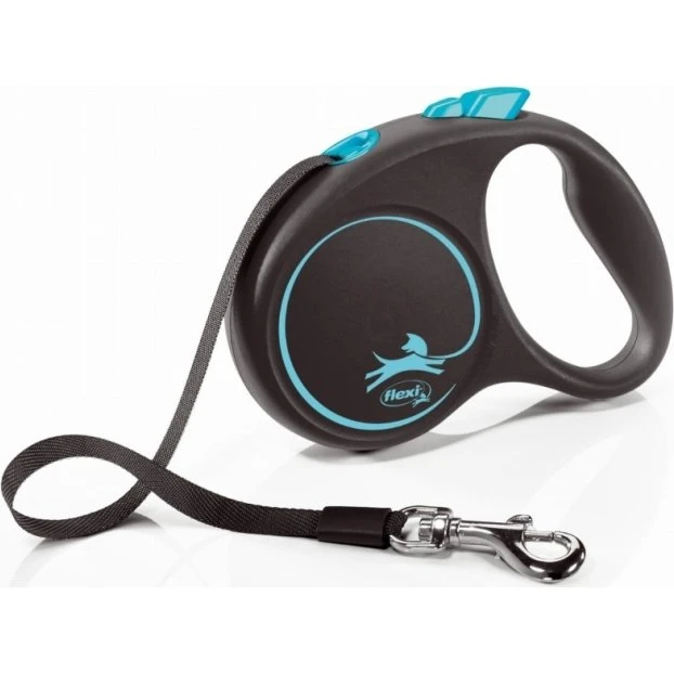Flexi Black Design Smycz automatyczna Taśma S Niebieska 5 m