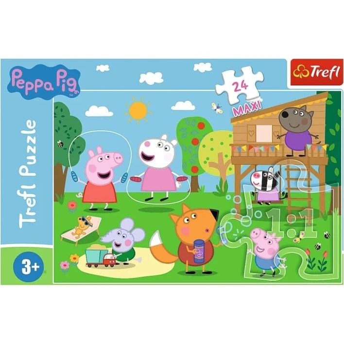 TREFL Puzzle MAXI Peppa Pig Zabawa na polanie 24 elementy