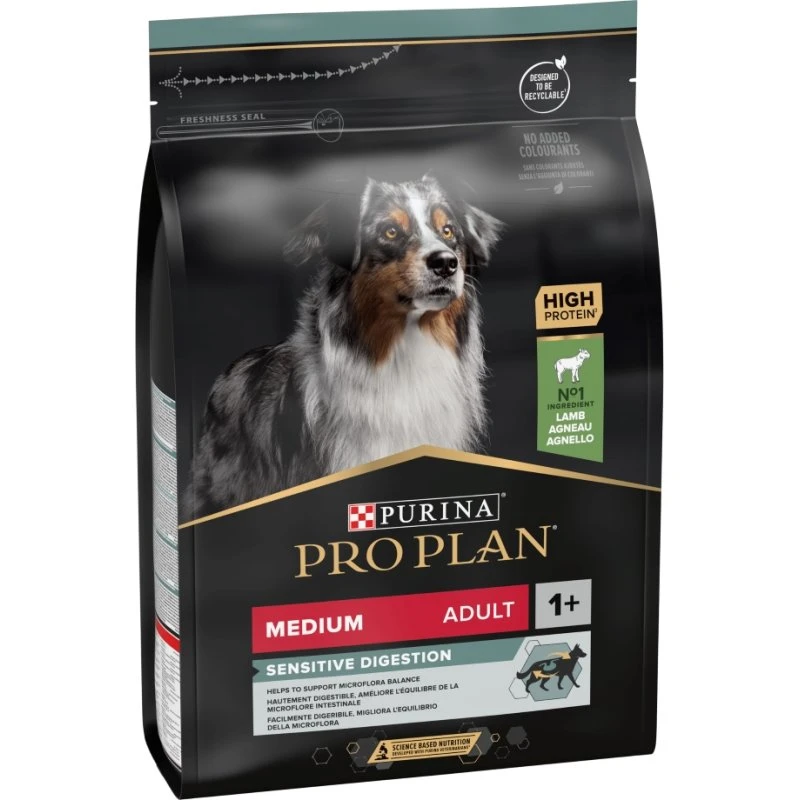Purina Pro Plan Medium Adult Sensitive Digestion, jagnięcina i ryż, 3 kg