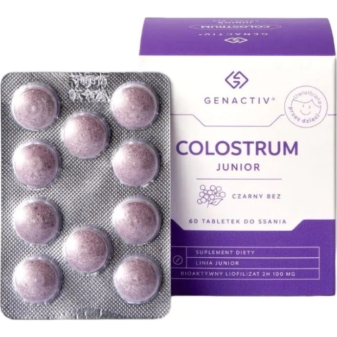 Genactiv Colostrum Junior Czarny Bez 60 tabletek do ssania