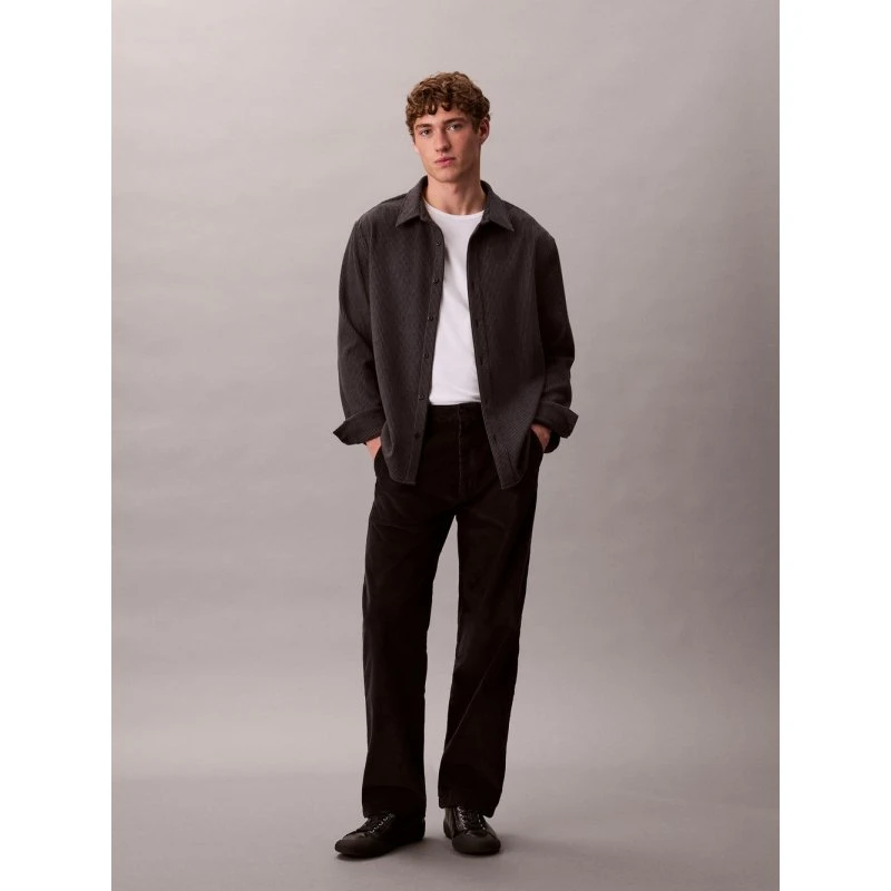 Calvin Klein Jeans Spodnie Sztruksowe 90s Straight Regular Fit Czarny