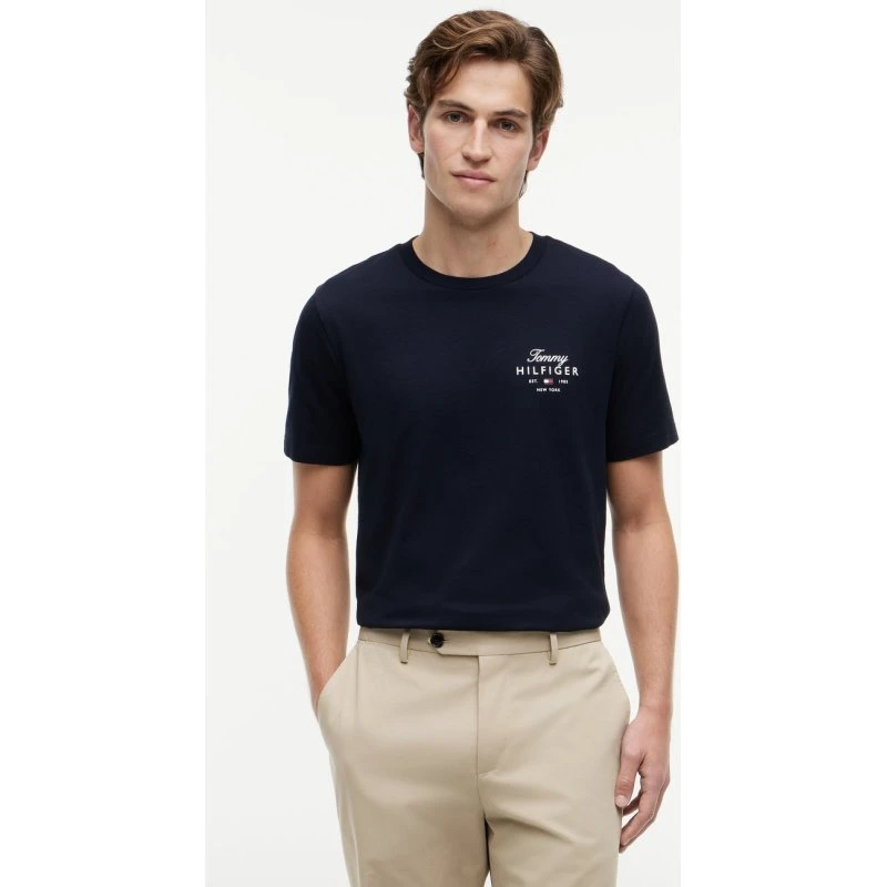 Tommy Hilfiger Koszulka Męska Niebieska Bawełna S