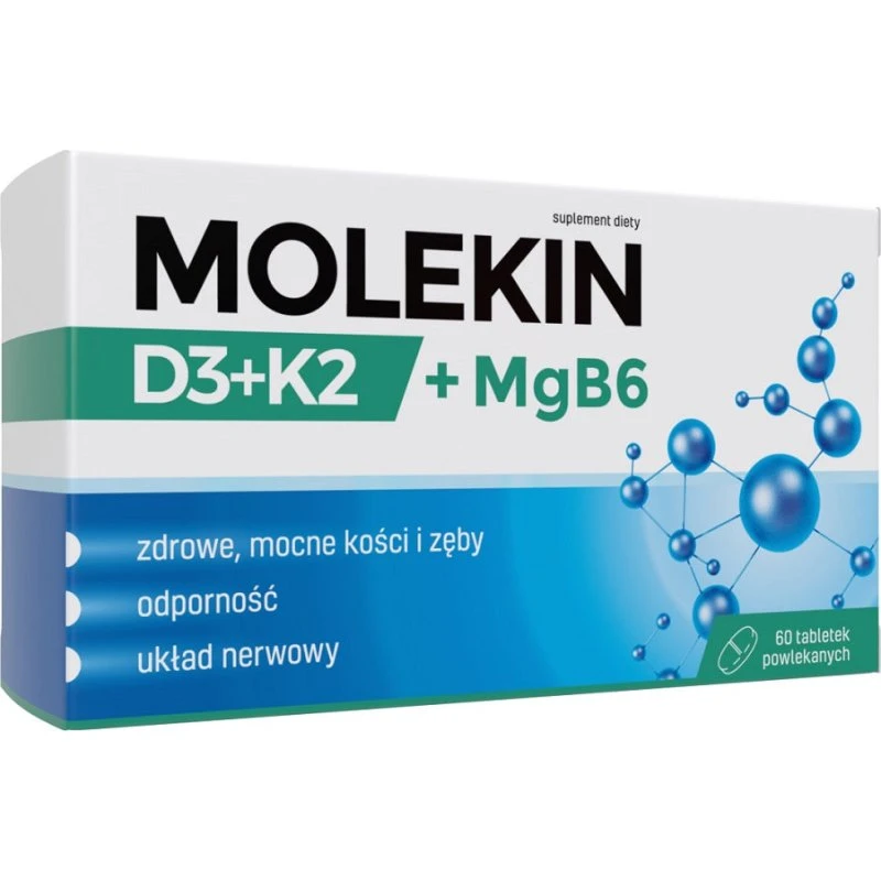 Molekin D3 + K2 + Mg B6, 60 tabletek