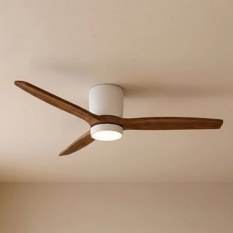 Lucande Faipari Wentylator Sufitowy LED DC 132 cm Biały/Ciemne Drewno