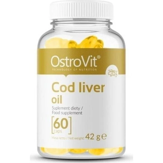 OstroVit Cod Liver Oil Kwasy Tłuszczowe Omega-3 + Witaminy A i D, 60 kaps.