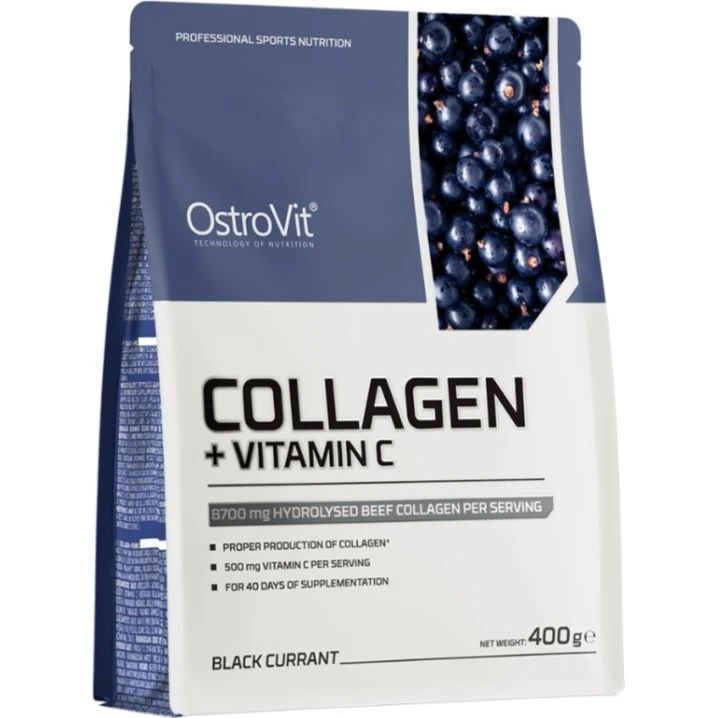OstroVit Kolagen + Witamina C, czarna porzeczka, 400 g