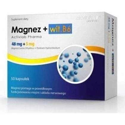 Activlab Magnez + Witamina B6 50 kapsułek