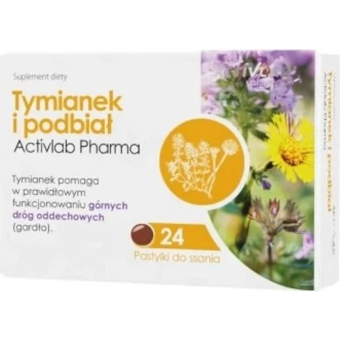Activlab Pastylki do gardła Tymianek z podbiałem 24 szt.