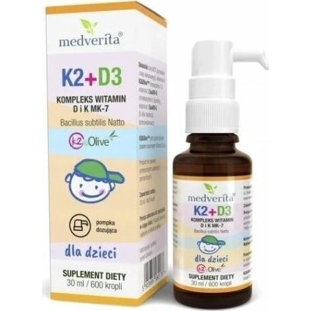 Medverita Witamina K2 + D3 dla dzieci 30ml (600 kropli)