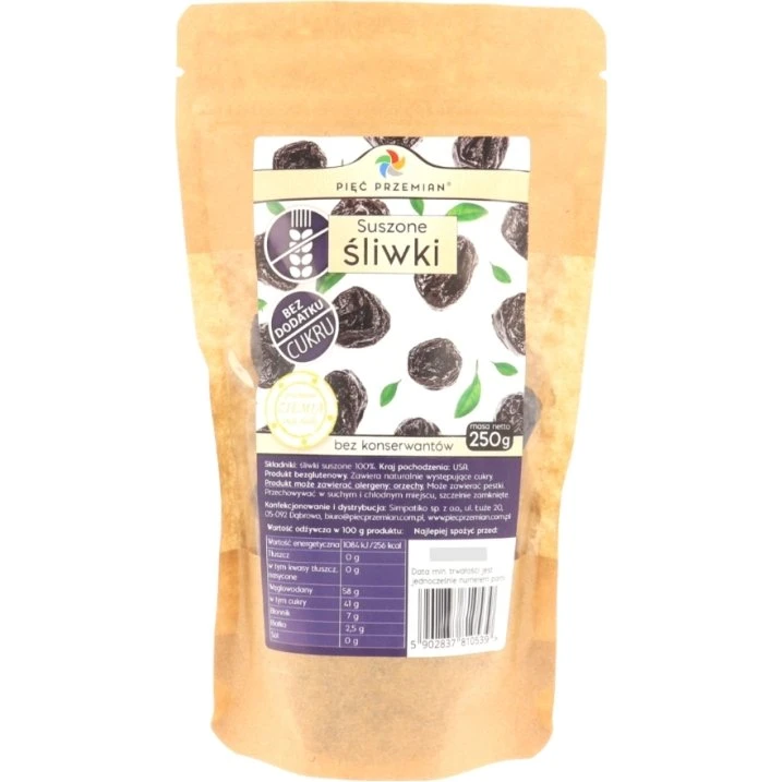 Pięć Przemian Śliwki suszone bez konserwantów 250 g