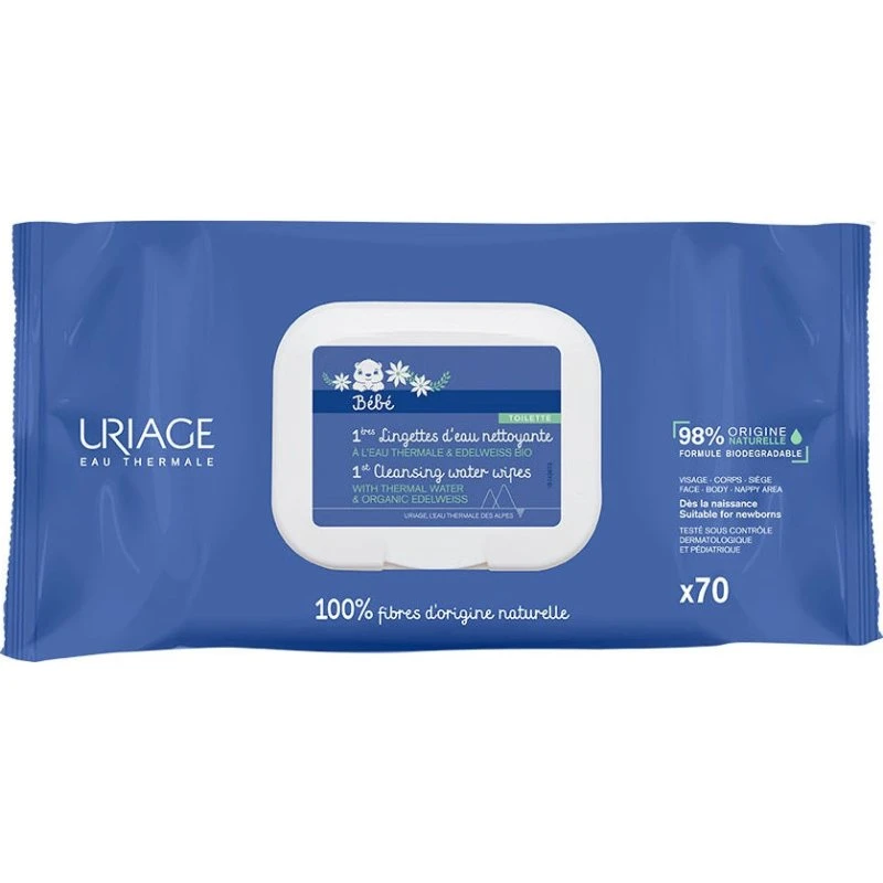 URIAGE Bebe 1st Cleansing Water Wipes - Chusteczki pielęgnacyjne 70 szt.