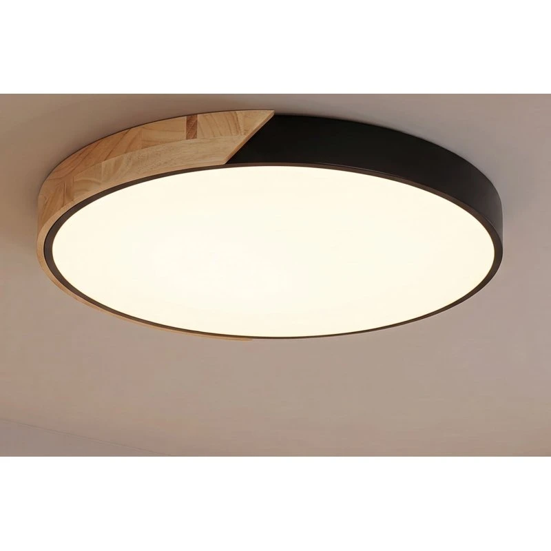 Lampa sufitowa LED Lynorri PRIOS, Ø 51 cm, czarna, drewniana