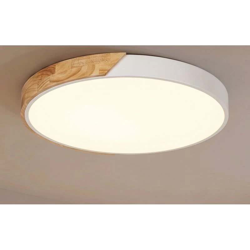 Lampa sufitowa LED Lynorri PRIOS, Ø 51 cm, drewniana, biała