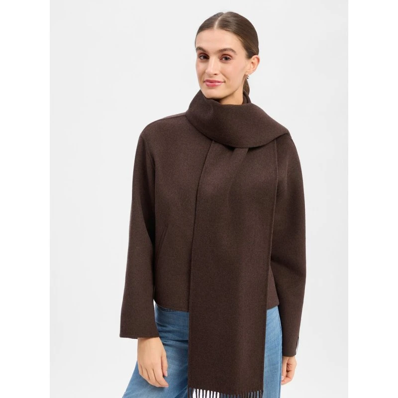Dwustronna kurtka outdoor z odpinanym szalem - Loose Fit