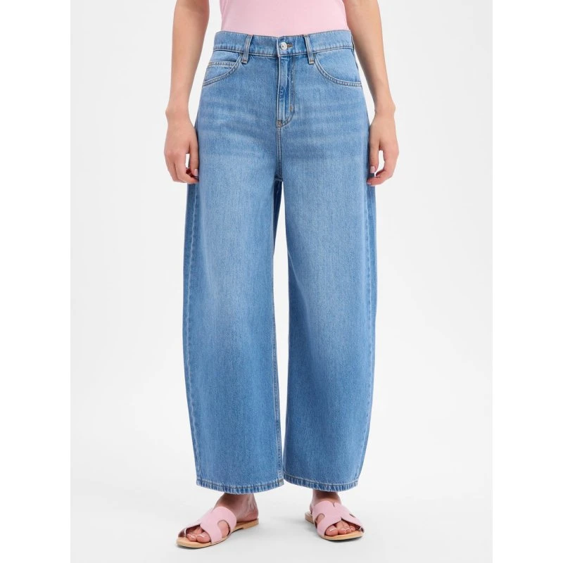 Comma Jeansy Liz Barrel Fit niebieskie