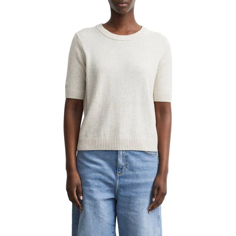 Comma Sweter z krótkim rękawem z mieszanki wełnianej beige