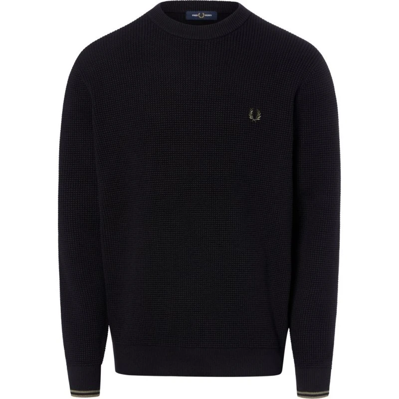 Fred Perry Sweter Męski Czarny z Haftem Logo