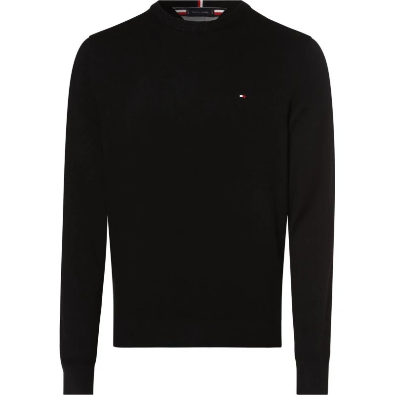 Tommy Hilfiger Sweter Męski Czarny z Bawełną Pima i Kaszmirem XL