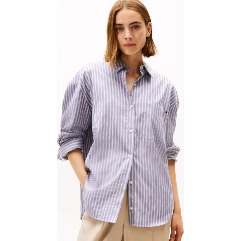 Tommy Hilfiger Koszula Damska Lila Bawełniana